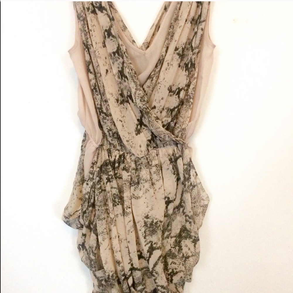 H&M Grecian draped snakeskin reptile chiffon dress